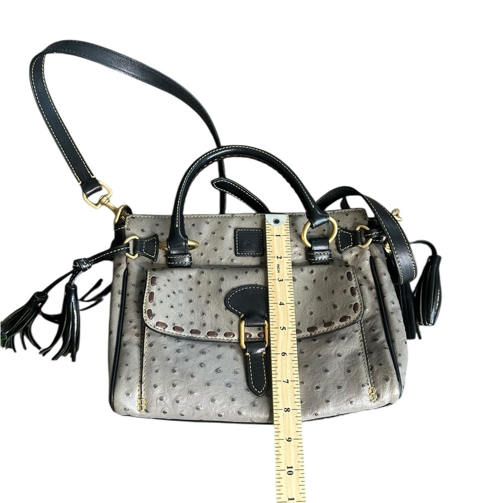 Dooney & Bourke Full Quill Ostrich Leather Bag Gray & Brown - Picture 15 of 16